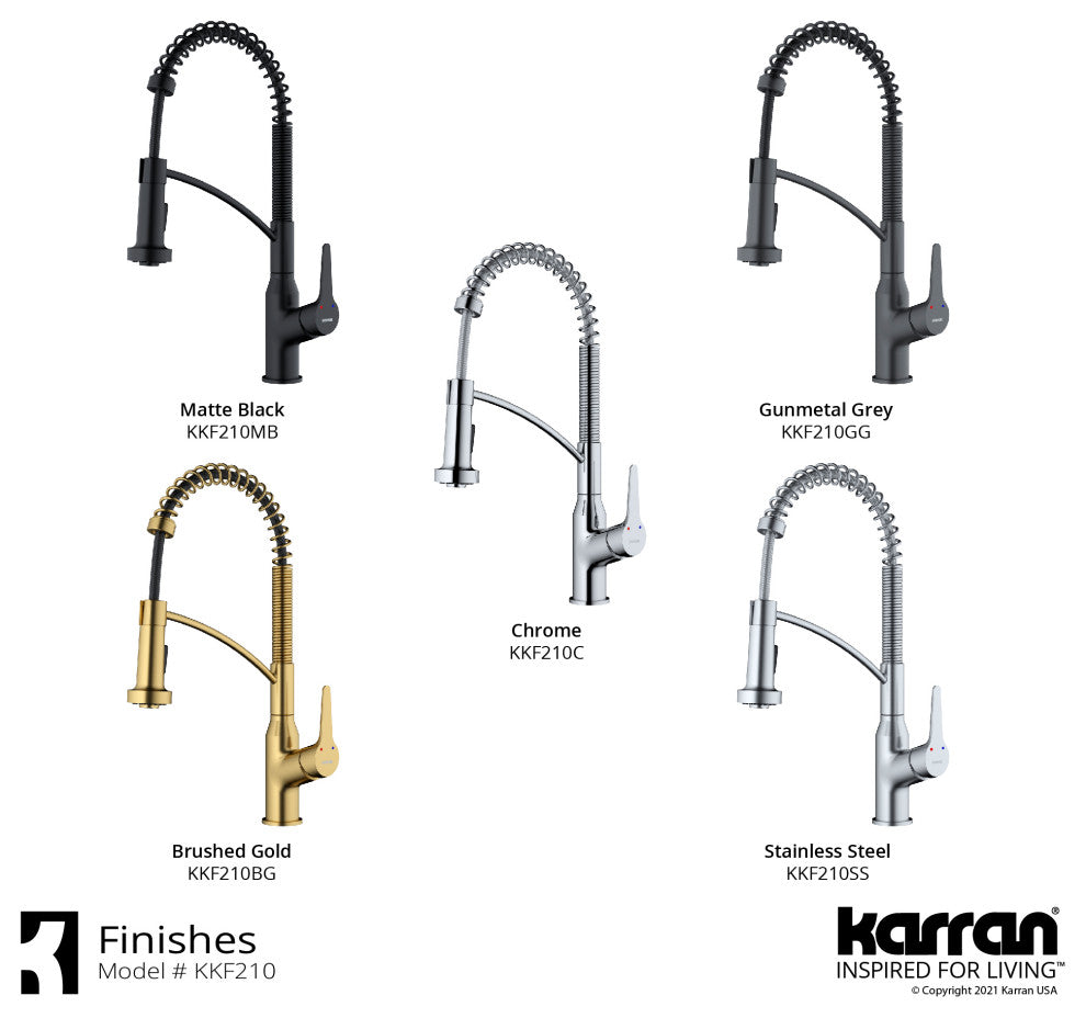 Karran Single-Handle Pull-Down Sprayer Kitchen Faucet, Brushed Gold