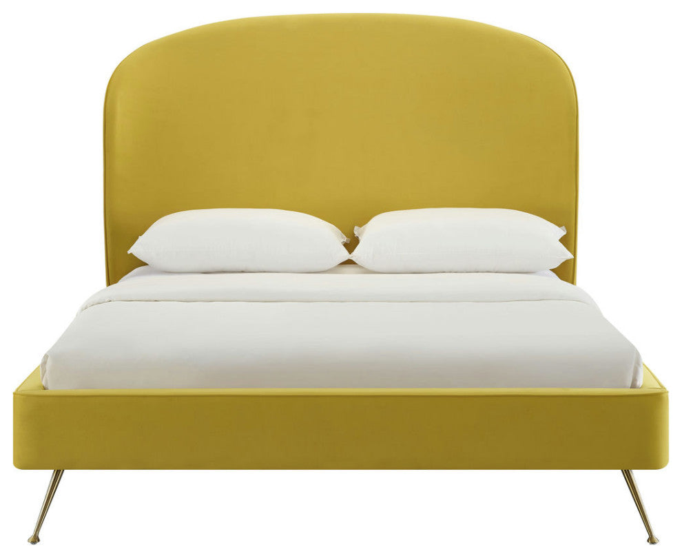 TOV Furniture Vivi Burnt Gold Velvet Bed in Queen