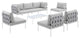 Harmony 8-Piece Sunbrella Outdoor Patio All Mesh Sectional Sofa Set, Gray Gray