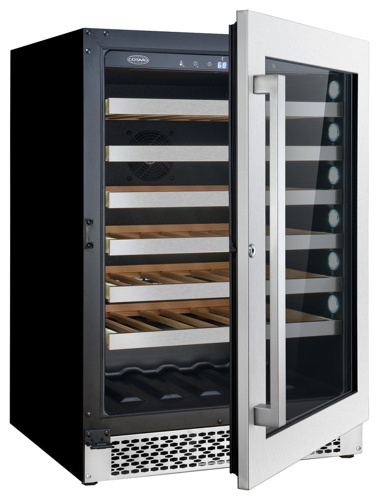 Cosmo 48 bottle, Single Zone, Freestanding Wine Cooler Refrigerator Compressor