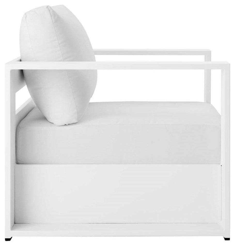 Tahoe Outdoor Patio Powder-Coated Aluminum Armchair, White White