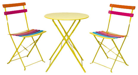 Alpine Rainbow Metal Bistro Set with Table and Two Chairs, 28"