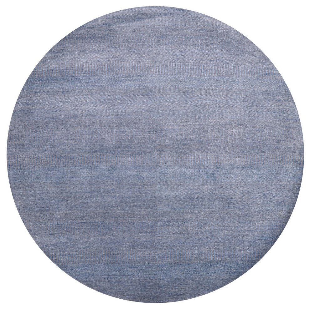 6' Round Wool and Silk Handmade Savannah Grass Rug Q11466