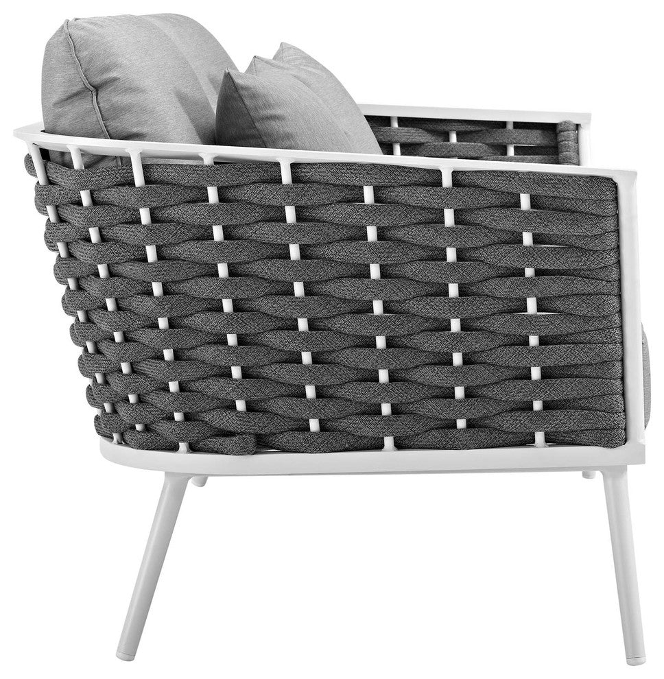 White Gray Stance Outdoor Patio Aluminum Loveseat