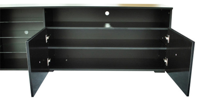 High Gloss Doors Modern TV Stand with LEDs Black MDF TV Cabinet