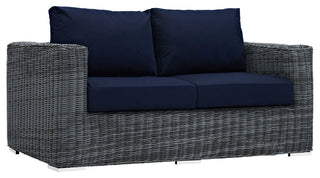 Summon Outdoor Patio Sunbrella, Loveseat, Canvas Navy