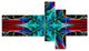 Glowing Fractal Flower Layers, Abstract Canvas Art Print, 60"x32", 5 panels