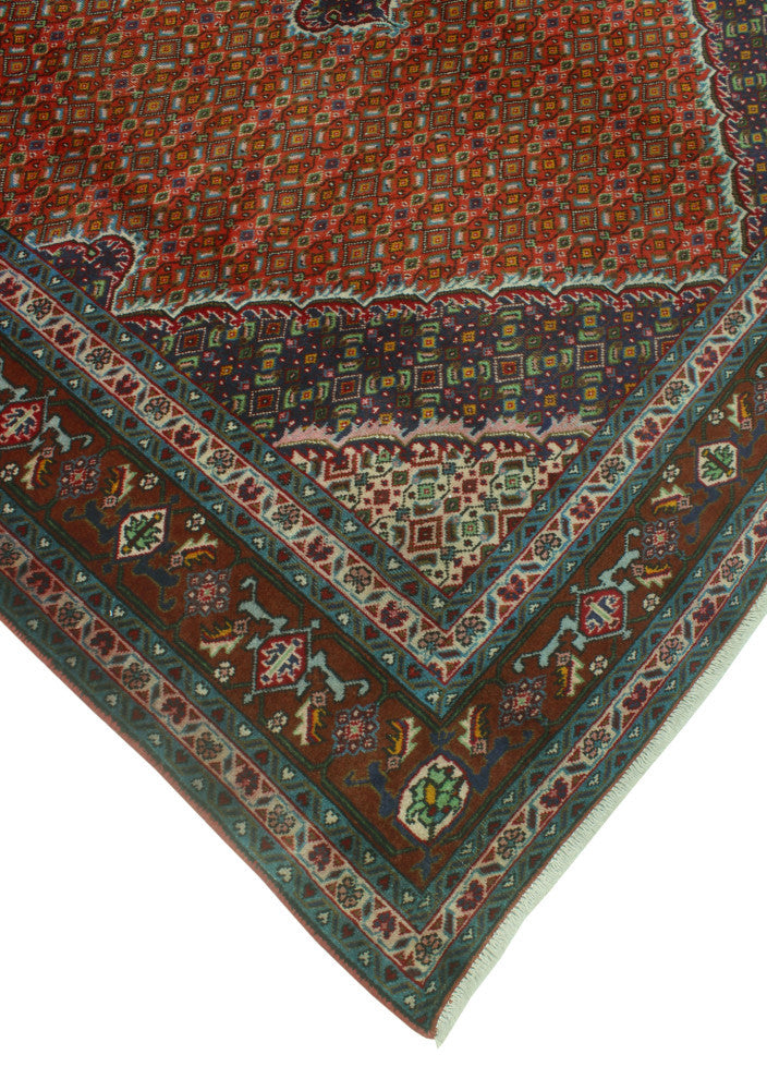Fine Vintage Distressed Sabite Rust/Navy Rug, 6'4x9'5