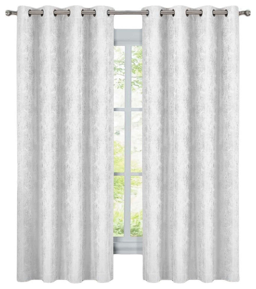 Bali 2PC Blackout Abstract Grommet Curtains, White, 108"x108"