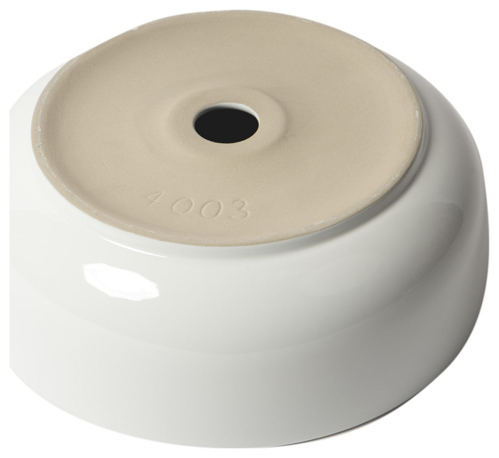 White 15" Round Above Mount Ceramic Sink