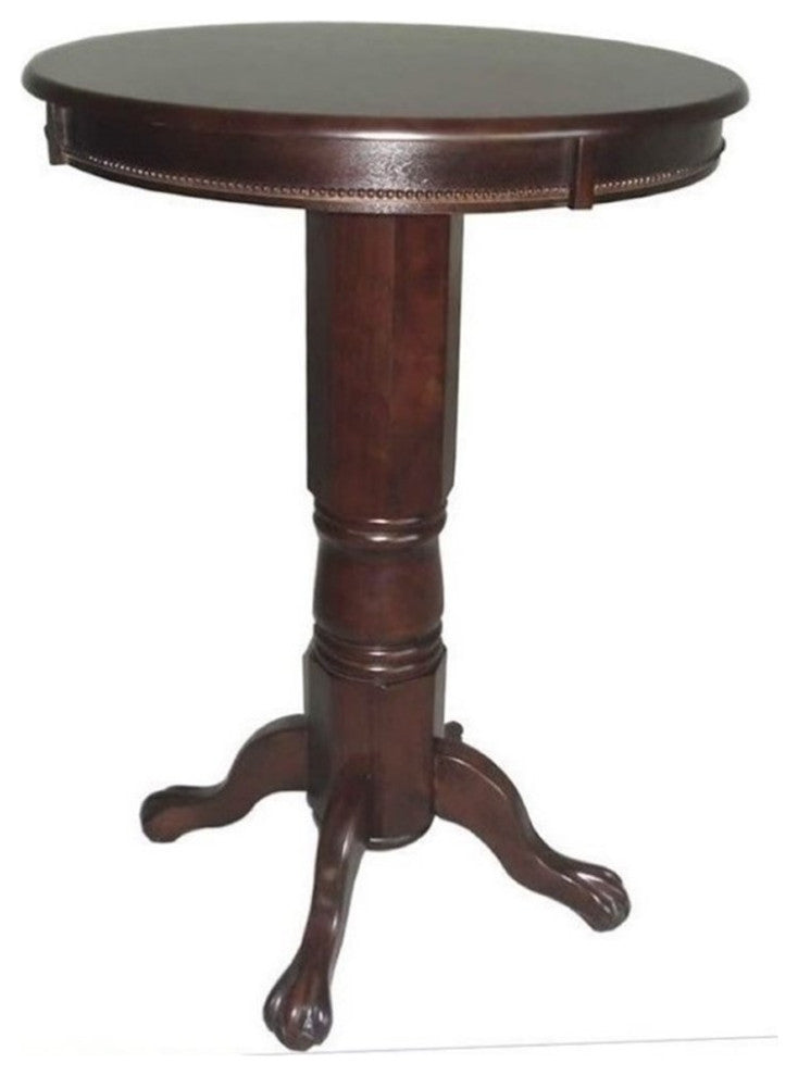 Bowery Hill Traditional Wood Pub Table with Claw and Ball Feet in Cappuccino