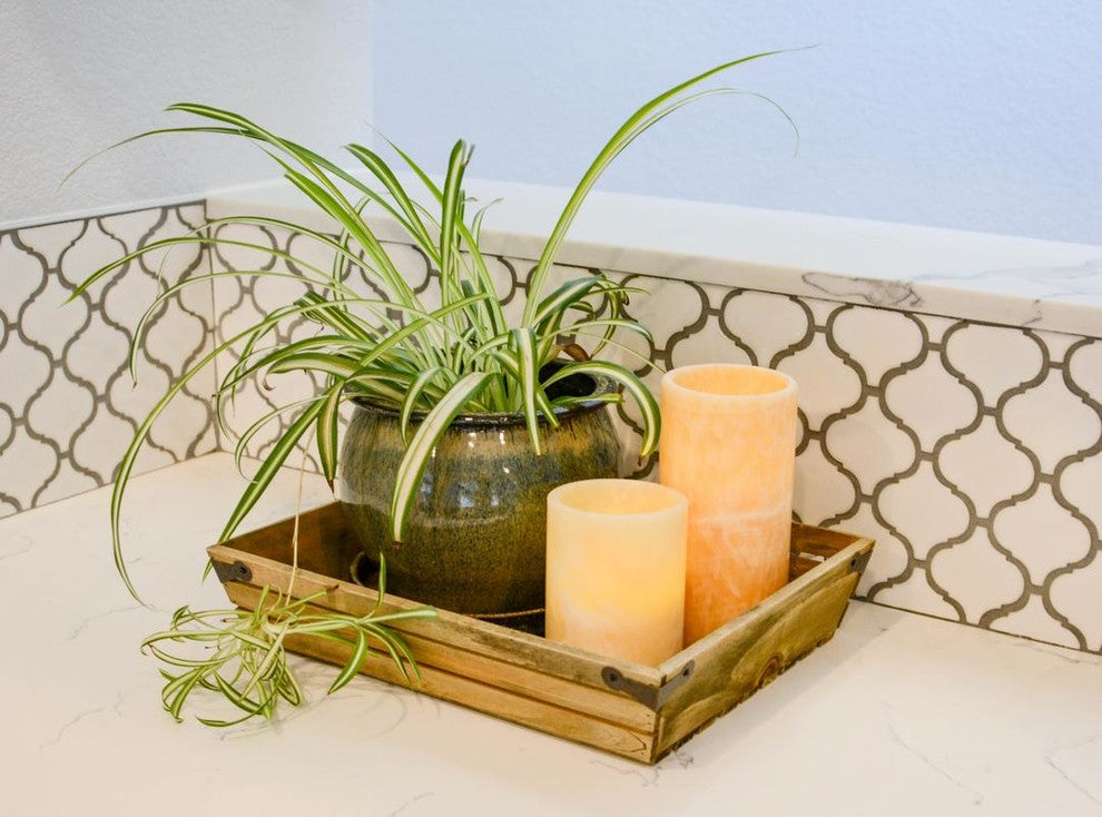 Natural Wood Large Shallow Rectangle Crate With Metal Corner Design