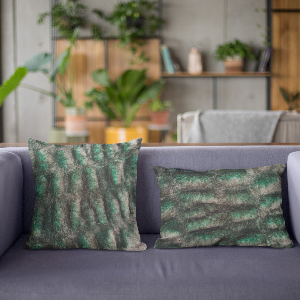 Plutus Emerald Green Plush Pelt Faux Fur Throw Pillow, 22" x 22"