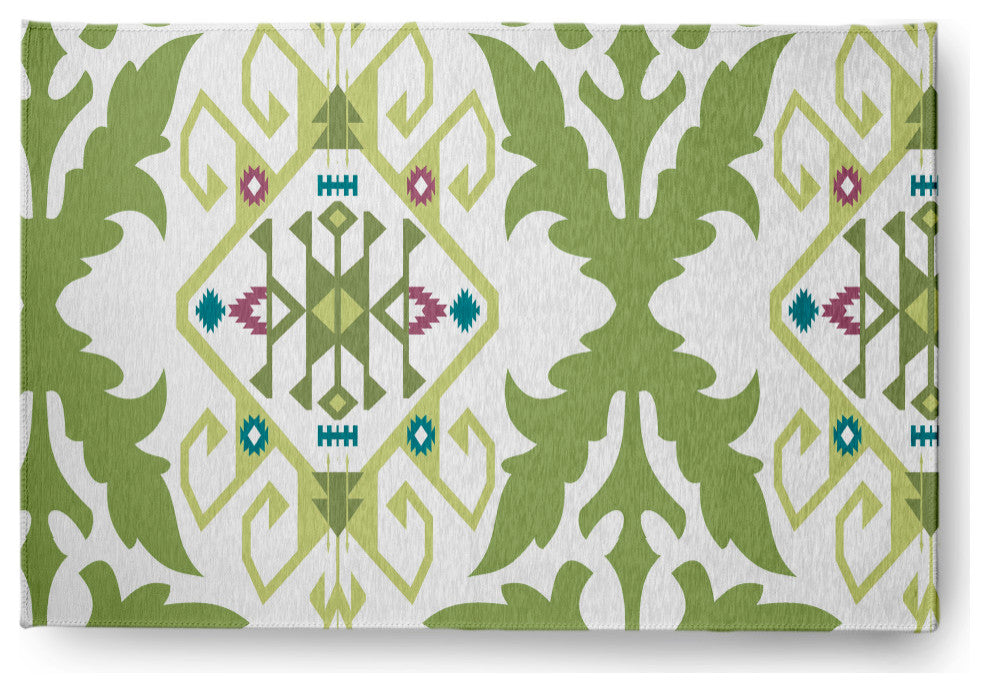 Bombay Medallion Soft Chenille Area Rug, Green, 4'x6'