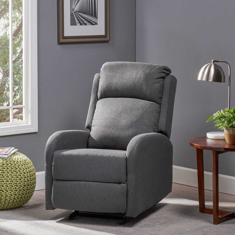 GDF Studio Ava Fabric Rocking Recliner, Dark Gray/Black