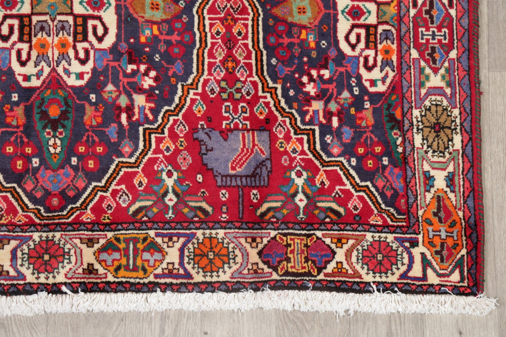 Consigned, Oriental Hand-Knotted Vintage Traditional Persian Area Rug, Red, 6x9
