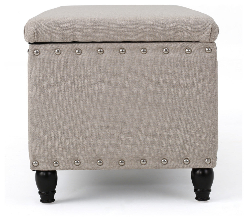 GDF Studio Evvy Fabric Storage Ottoman, Wheat
