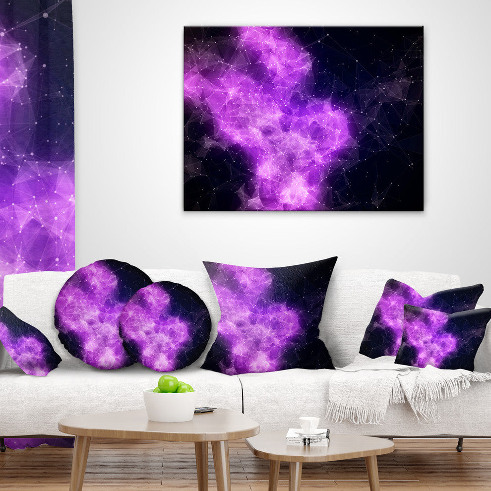 Fractal Violet Nebula Contemporary Throw Pillow, 18"x18"
