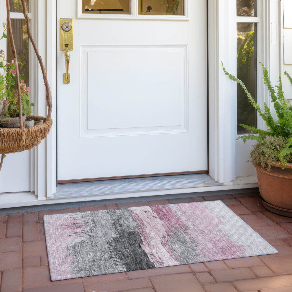 Machine Washable Indoor/Outdoor Chantille ACN1880 Pink 1'8" x 2'6" Rug