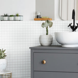 Metro 1" Square Glossy White Porcelain Floor and Wall Tile