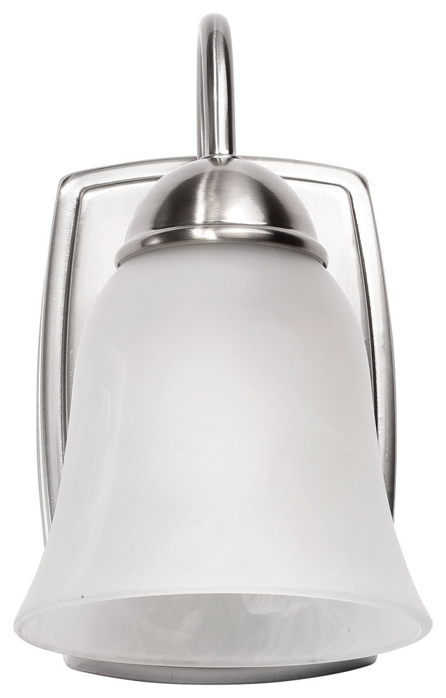 8W LED 1-Light Vanity, 3K, Brushed Nickel With Alabaster Glass