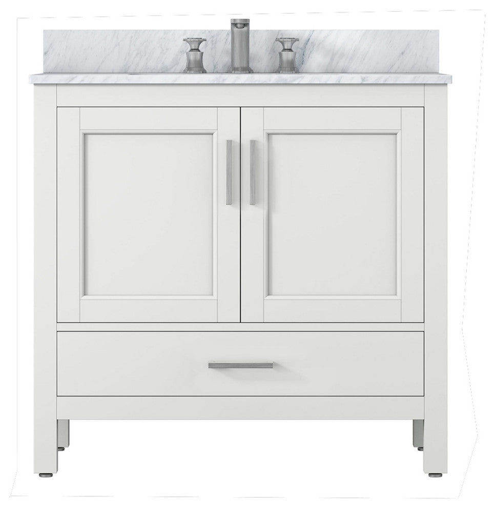 36" Plywood Freestanding Bathroom Vanity Set with Drawer and Doors, Matte White