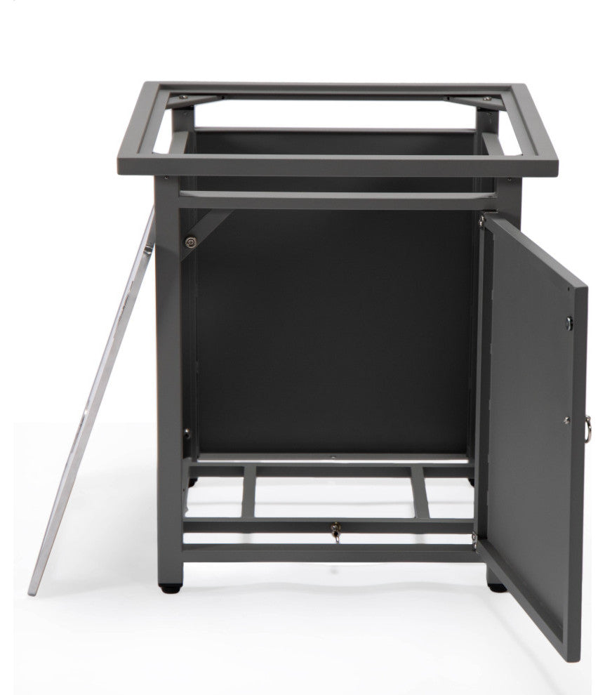 LeisureMod Walbrooke Gray Patio Conversation Set With Fire Pit, Charcoal