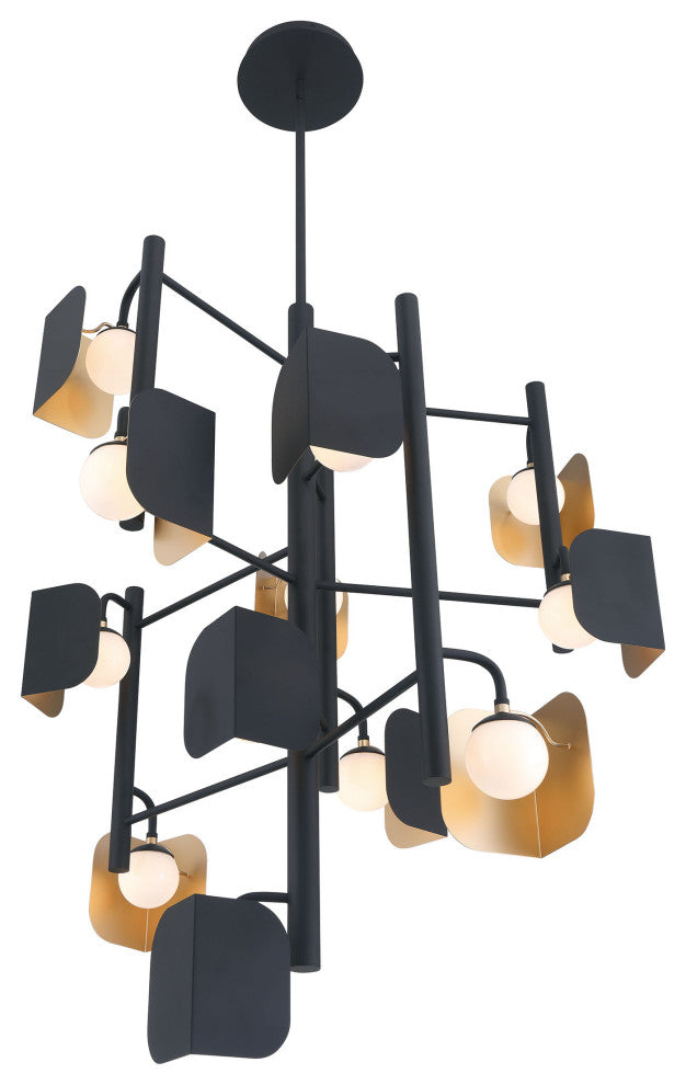 Cornice 12L 42" Gold-Black White Chandelier