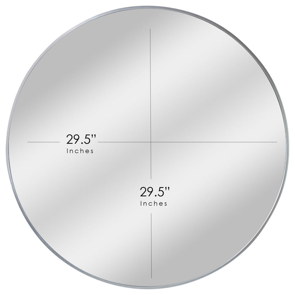 Silver Round Thin Metal Framed Decorative Hanging Mirror - 30 x 30