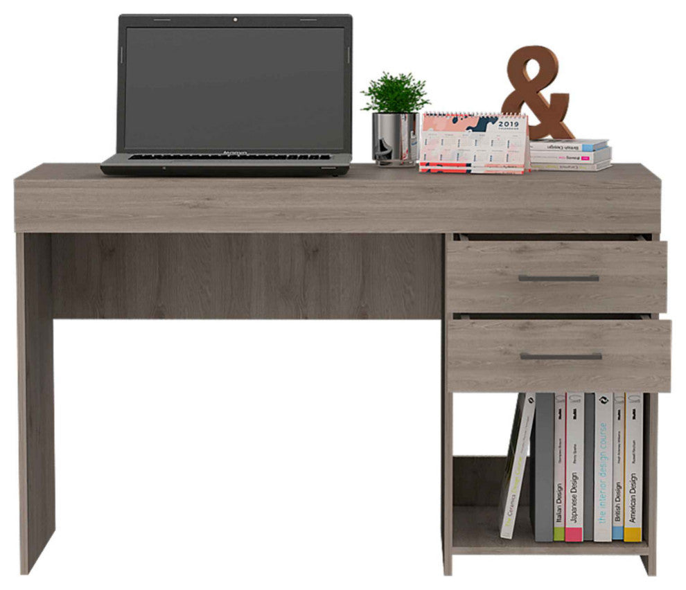 FM FURNITURE Austin Writing Computer Desk, Two Drawers,  One Cabinet