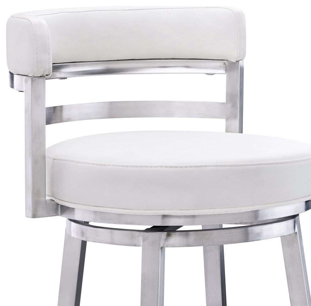 Madrid Contemporary 30" Bar Height Barstool in Brushed Stainless Steel Finish