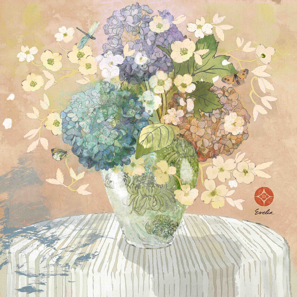 "Brendas Hydrangea" Painting Print on Canvas by Evelia