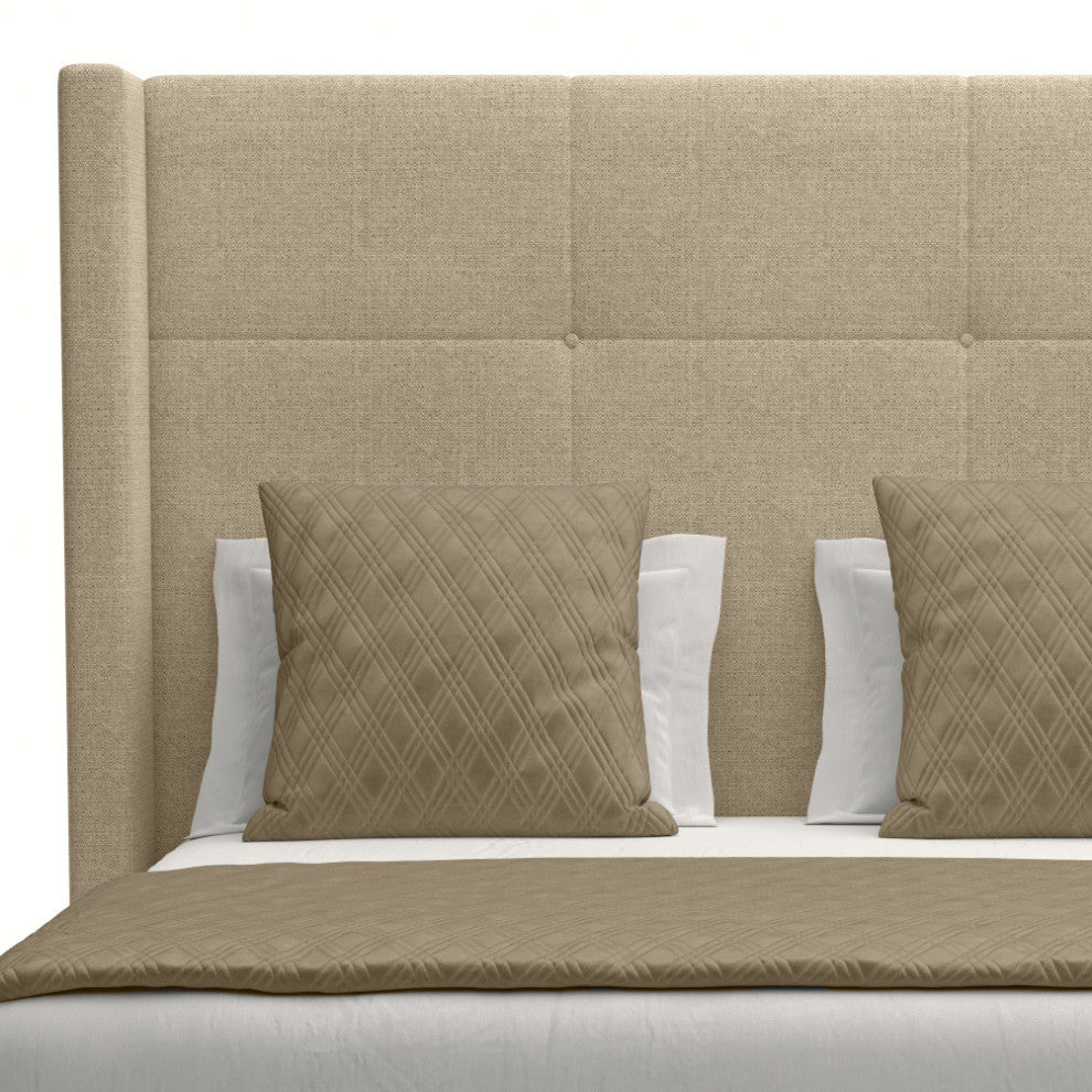 Nativa Interiors Aylet Simple Tufted Bed, Flax, Ca King, Medium 67"