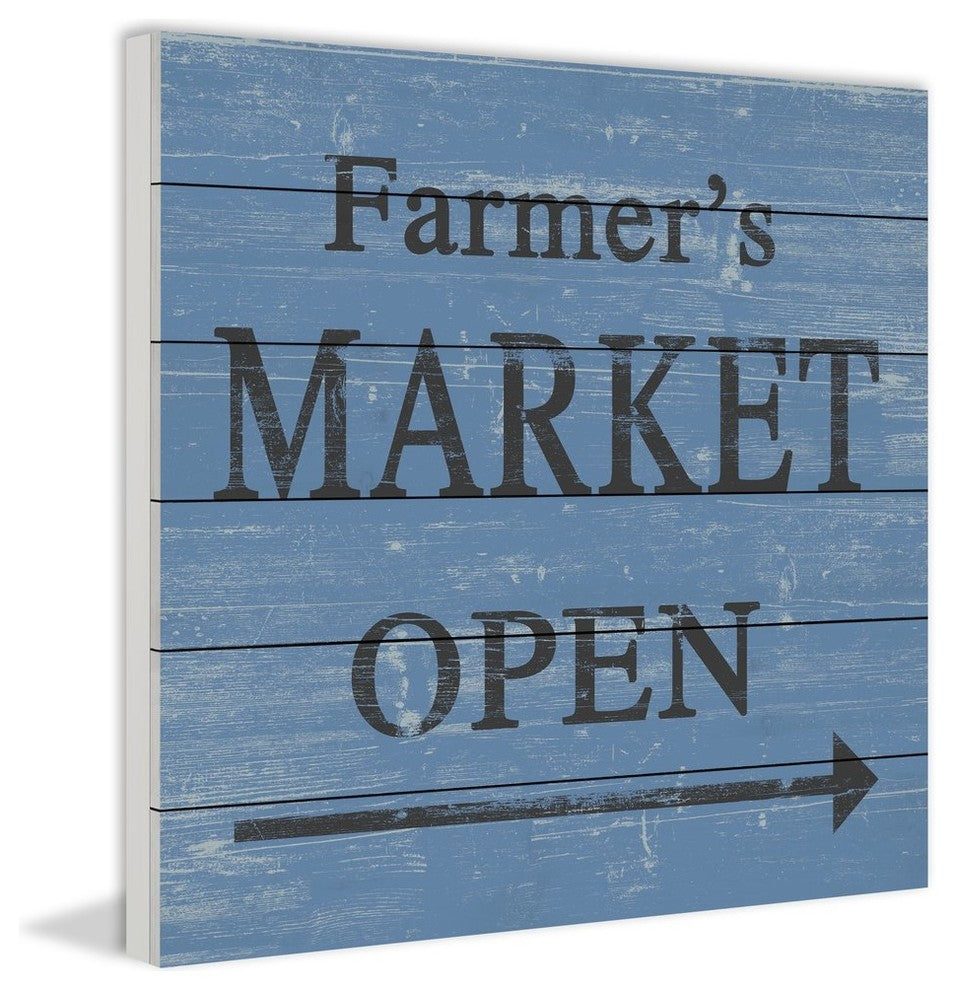 "Farmer's Market Open II" Painting Print on White Wood, 24"x24"