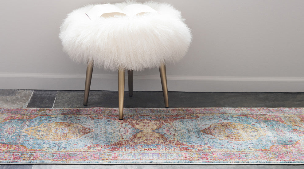 Unique Loom Light Blue Baracoa Miramar 2' 2 x 6' 0 Runner Rug