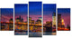 Manhattan with Lights and Reflections, Blue, Canvas Print, 60"x32", 5 Panels