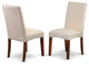 Parson Chair With Mahogany Finish Leg And Linen Fabric- Cream Color - Set Of 2