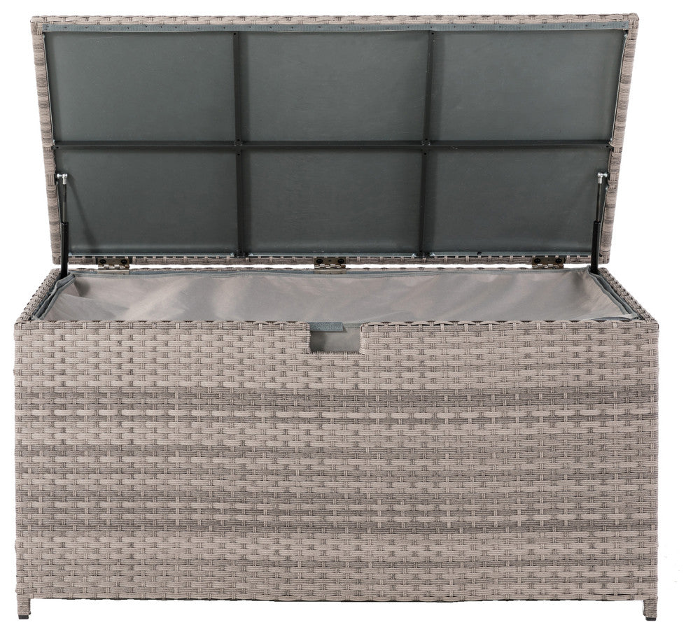 Outdoor Wicker Storage Box, Gray