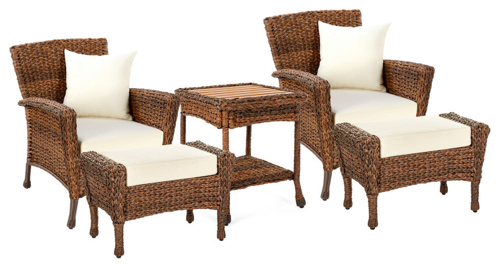 Outdoor Faux Sea Grass Garden Patio Chairs And Ottomans