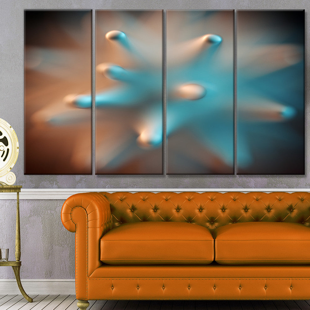 Blue Macro Prickly Texture, Abstract Canvas Wall Art, 48"x28", 4 Panels