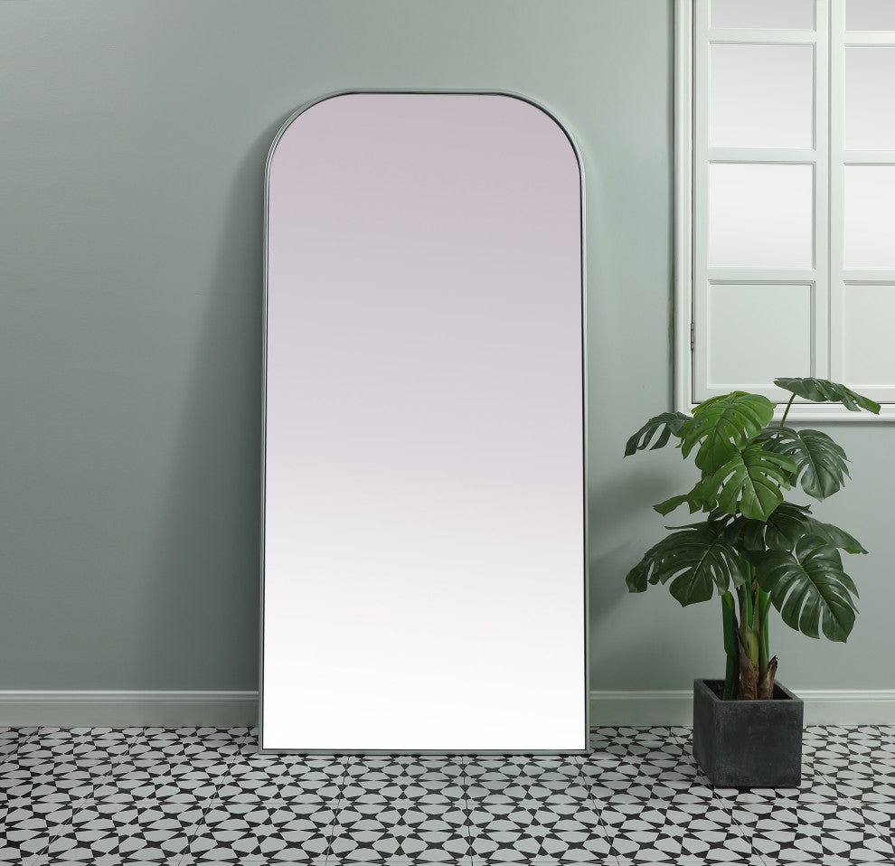 Metal Frame Arch Full Length Mirror 35X72 Inch, Silver