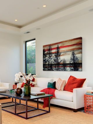 "Trees Against Red Striped Sky" Fine Art Canvas Print, 60"x40"