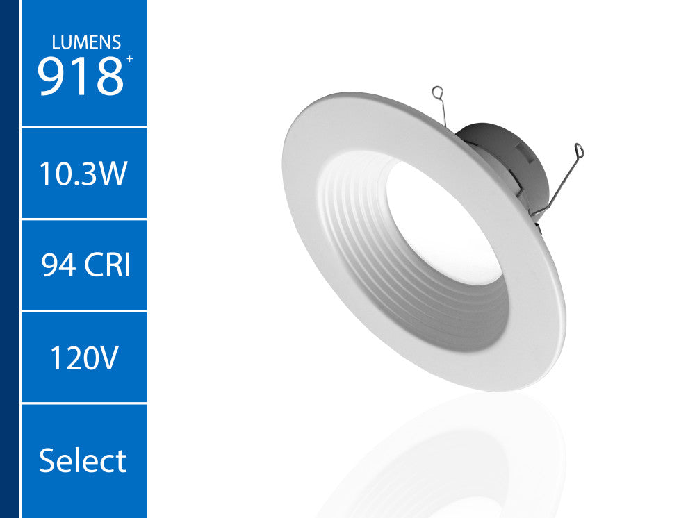 DLR56609120SWHBF-12P 5/6", White Recessed LED Downlight With Baffle, 12 Pack