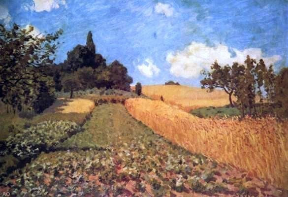 Alfred Sisley Wheatfields near Argenteuil, Gallery Wrapped Canvas, 18"x27"