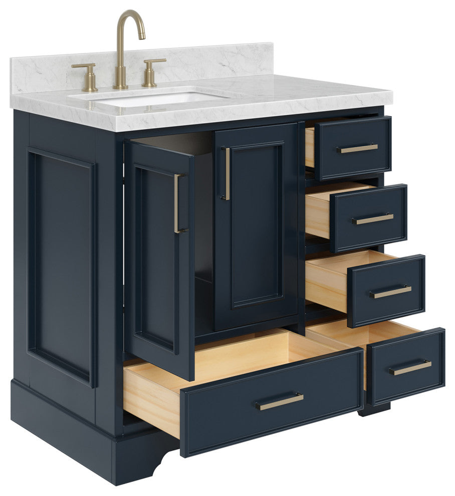 Ariel Stafford 37" Single Left Offset Rectangle Sink Bathroom Vanity
