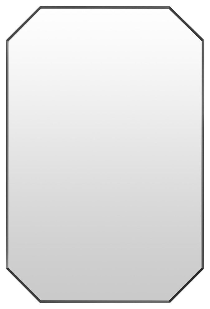 Allure Octagon Framed Bathroom Wall Mirror, Matte Black, 24"