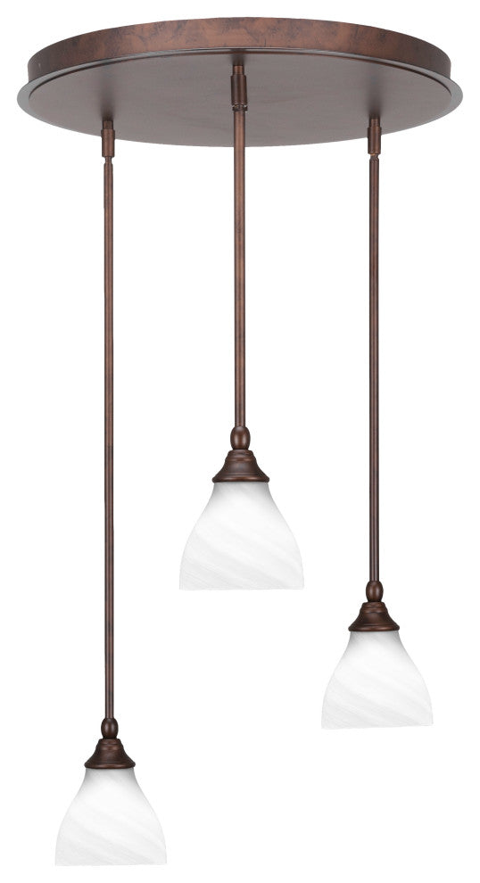 Empire 3-Light Cluster Pendalier, Bronze/White Marble