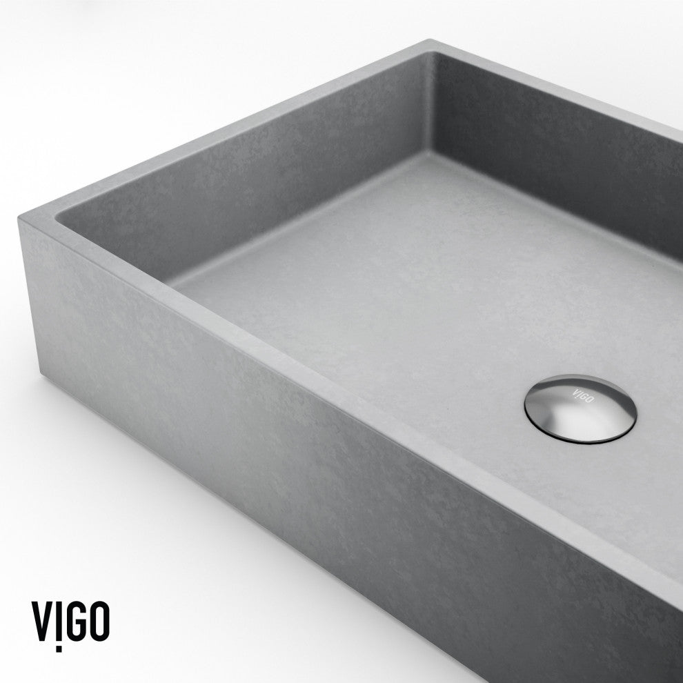 VIGO Orvieto 24"L x 15"W x 5"H Concreto Stone Rectangular Bathroom Vessel Sink