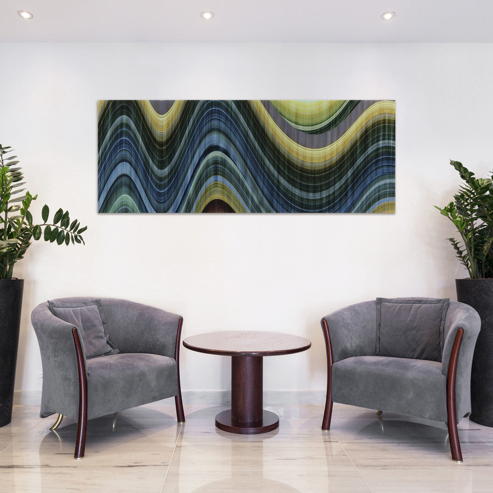 "Rumba 2" Abstract Wall Art on Frameless Free Floating Tempered Glass 63x24