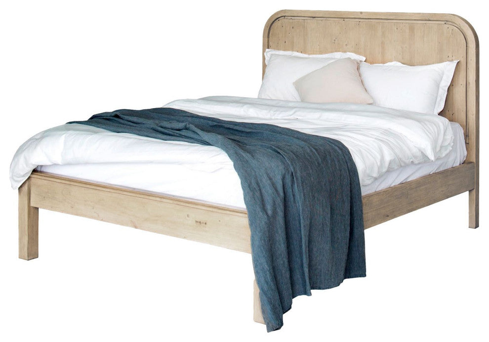Opera Pine Wood Panel Bed, Brown, King